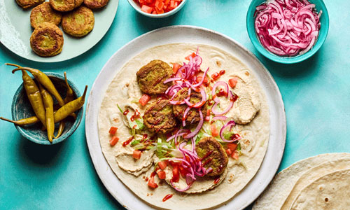 Middle Eastern Cuisine Falafel Wrap Plate